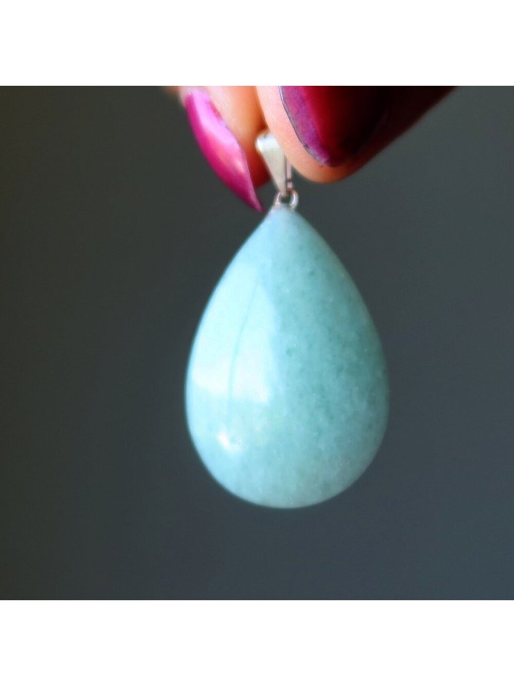 Green Aventurine Pendant Drop of Gemstone Silver Pear Charm Crystal